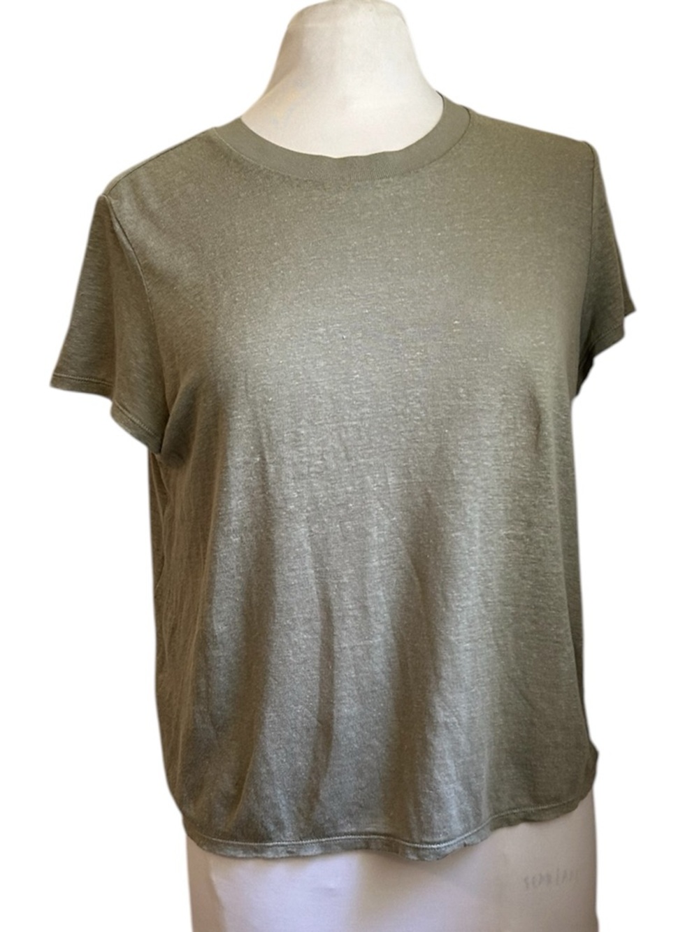 UNIQLO x Comptoir des Cotonniers Linen Crewneck Tee - Light Olive Large